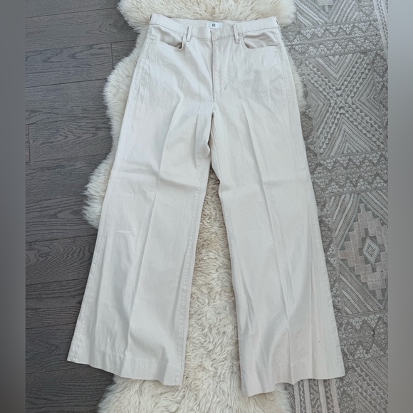 Banana Republic ITALIAN LINEN-COTTON WIDE LEG JEAN PANT in Cream - Picture 3 of 8